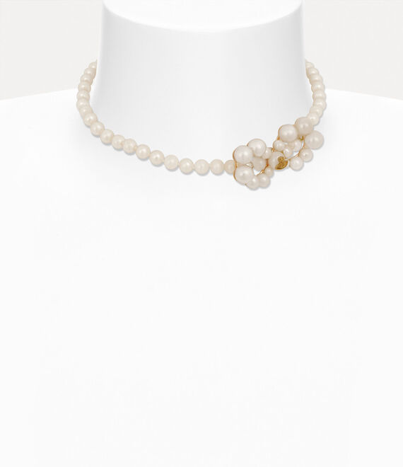 Vivienne Westwood Viviana Choker in GOLD/CREAMROSE Pearl